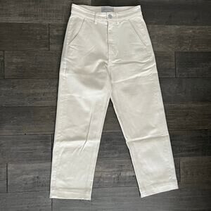 Everlane Straight Leg  Crop Trouser Pant Size 2 Beige Pockets Boho Work